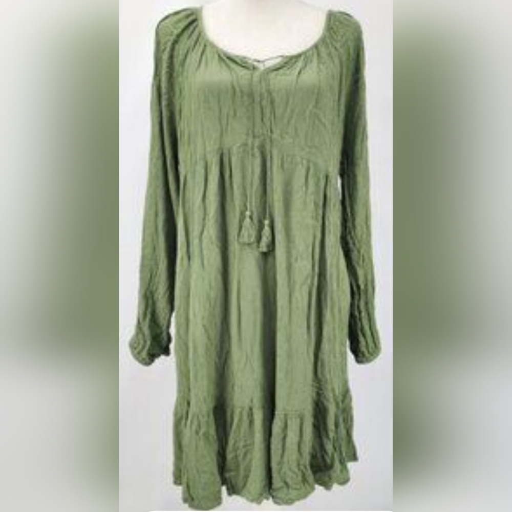 Time and Tru Olive Long Sleeve Dress